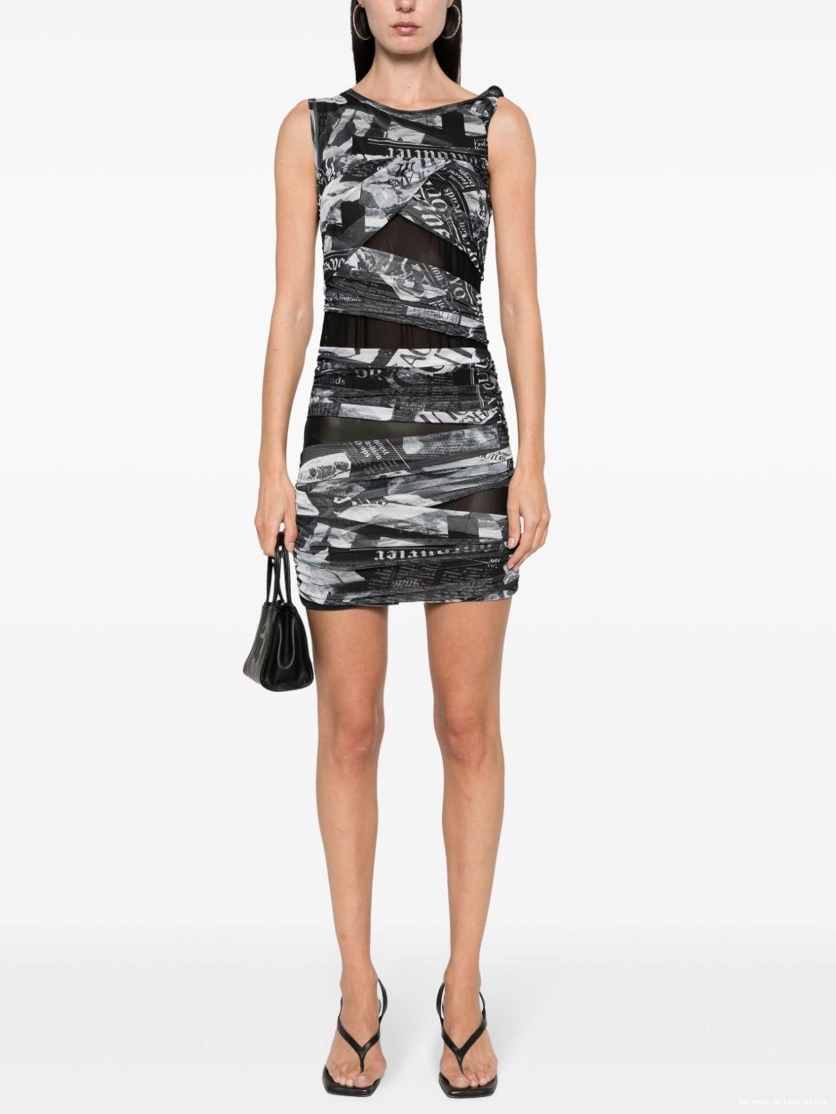 Affordable Versace Jeans dress asymmetric Couture draped Women 0328